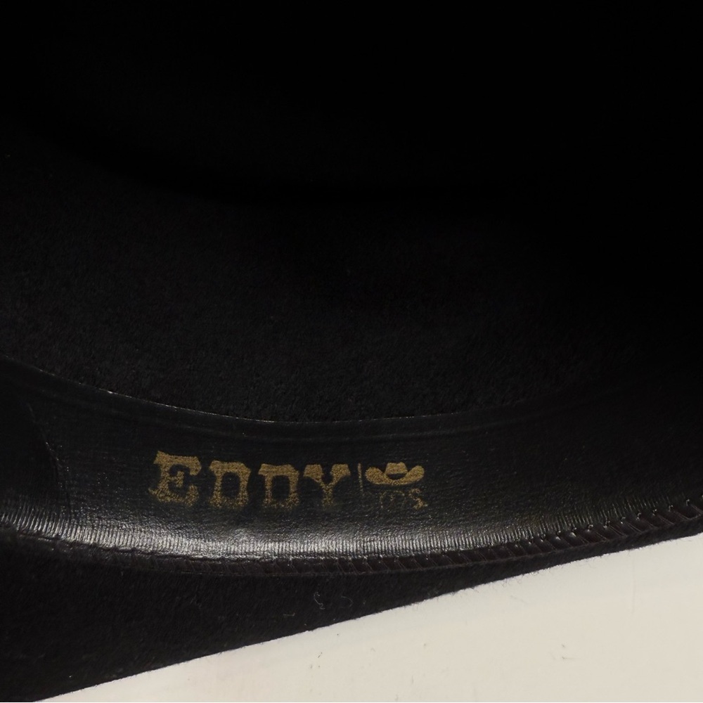 Eddy Bros Hat Cowboy Western Wool Felt Conch Metal Deco Gambler Black Medium USA - Picture 8 of 8